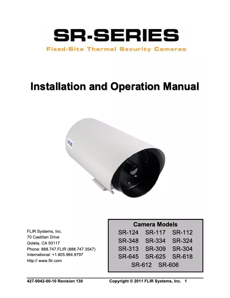 Page n°1 - Manuel utilisateur FLIR SR-348