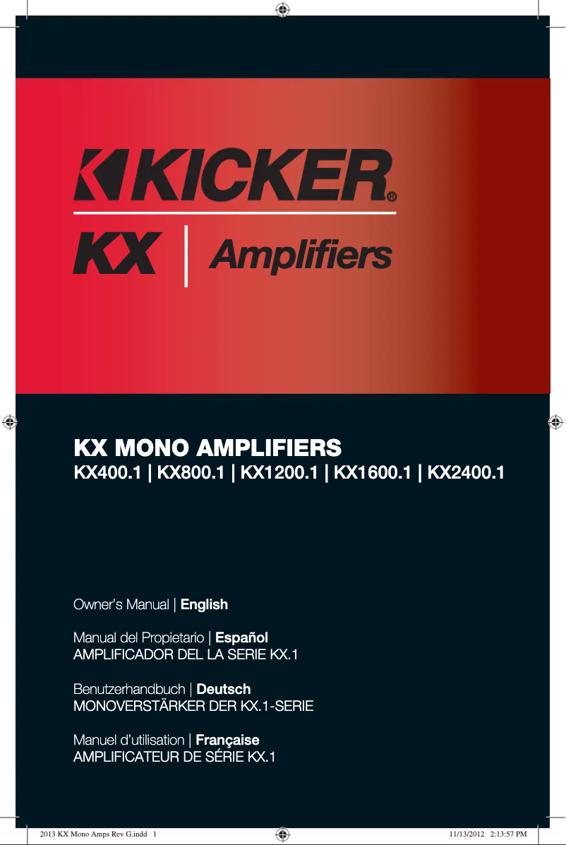 Page 1 de la notice Manuel utilisateur Kicker KX2400.1