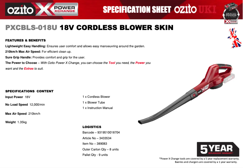 Imagen de la primera página del manual del dispositivo PXCBLS-018U