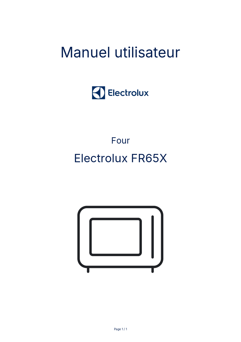 Page n°1 - Manuel utilisateur Electrolux FR65X