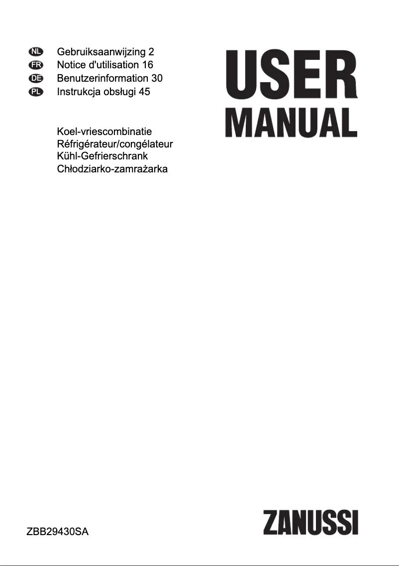 Image de la première page du manuel de l'appareil ZBB29430SA