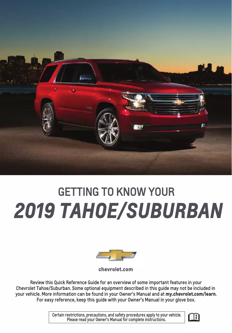 Page 1 de la notice Guide de démarrage rapide Chevrolet Tahoe (2019)
