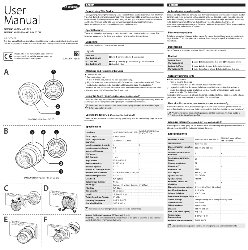 Page n°1 - Manuel utilisateur Samsung YZ927ZZA