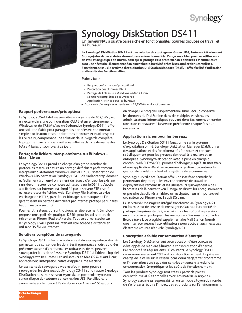 Image de la première page du manuel de l'appareil DiskStation DS411