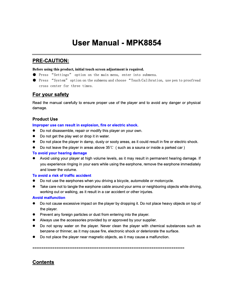 Page 1 de la notice Manuel utilisateur Curtis MPK8854