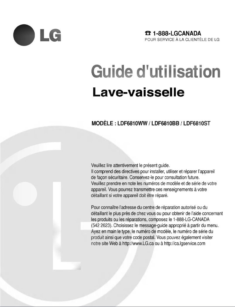 Page 1 de la notice Manuel utilisateur LG LD-6300TB