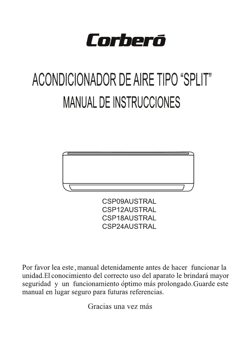 Page 1 de la notice Manuel utilisateur Corbero CSP18AUSTRAL