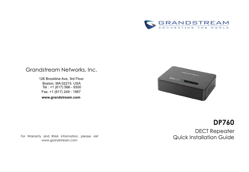 Page n°1 - Guide de démarrage rapide Grandstream DP760
