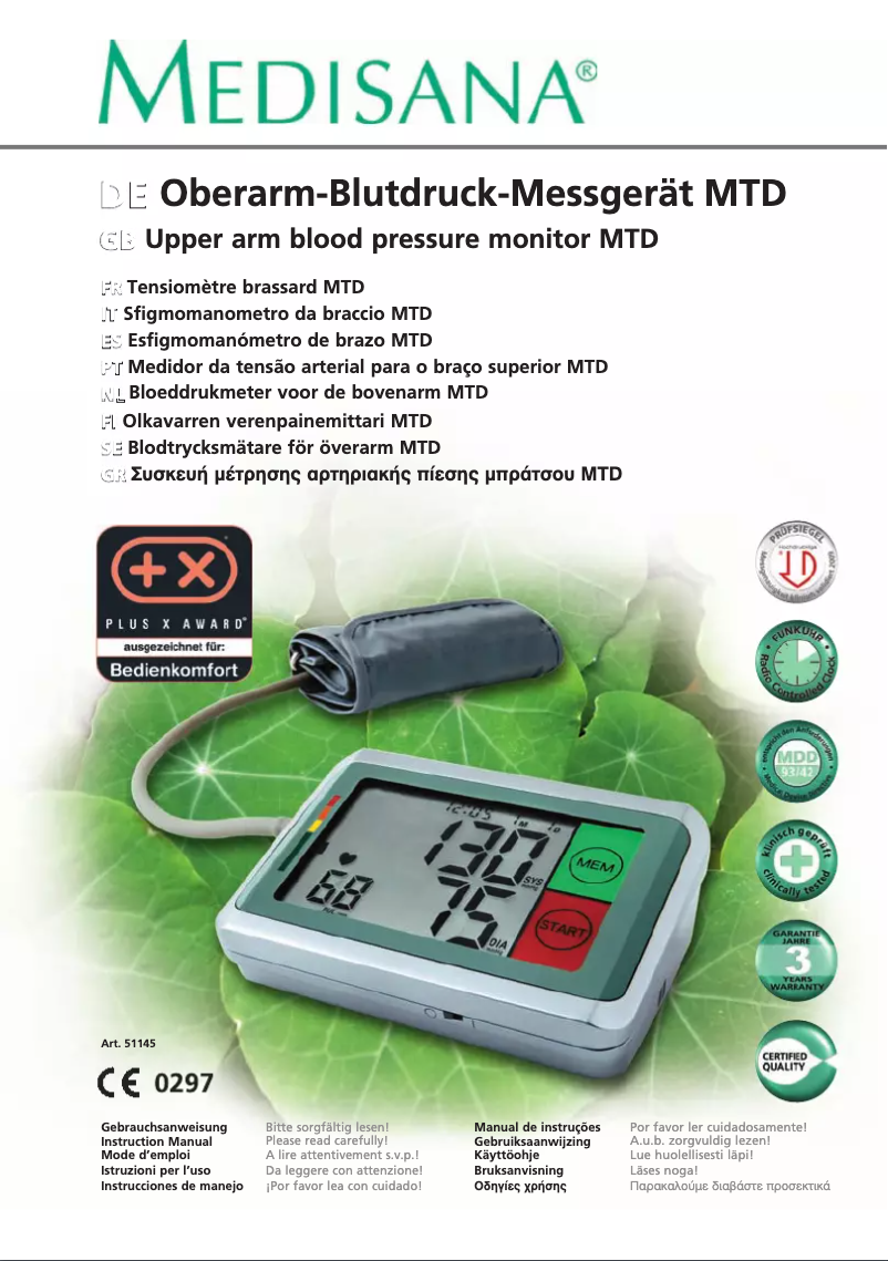 Page 1 de la notice Manuel utilisateur Medisana MTD