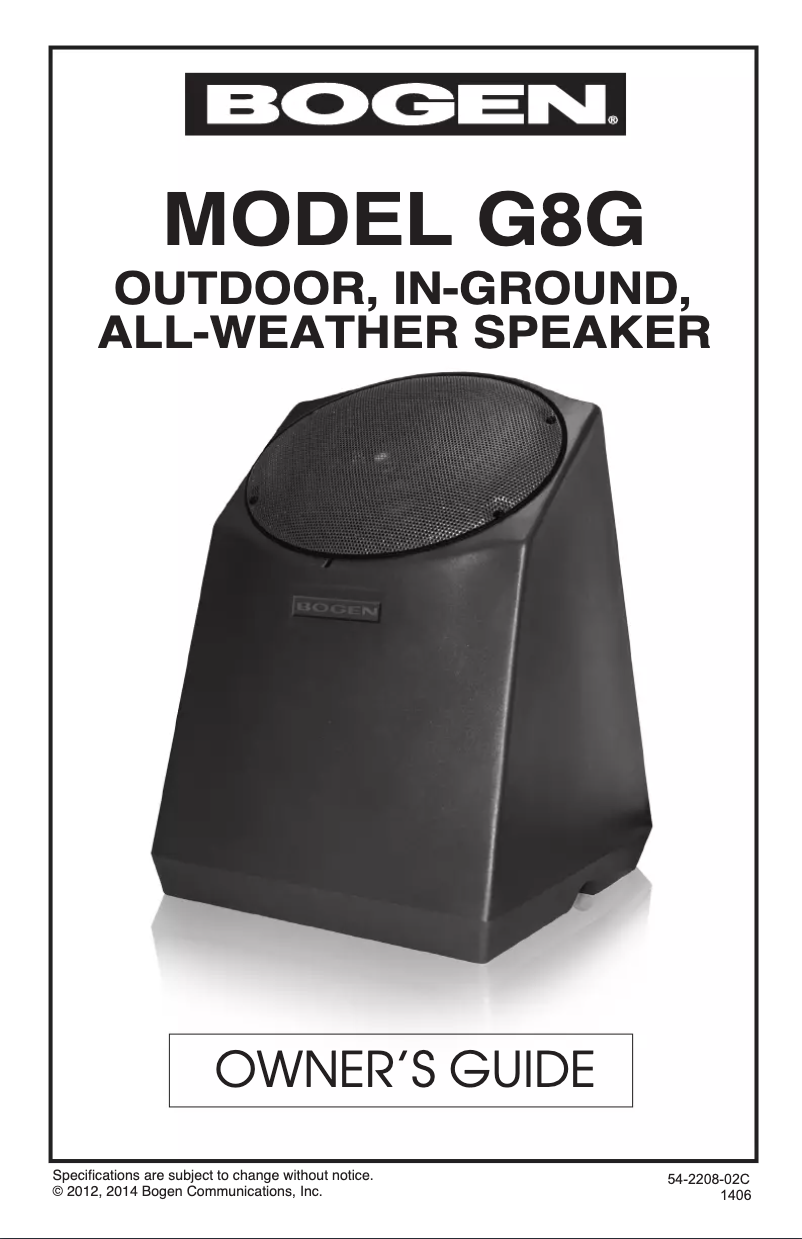 Page 1 de la notice Manuel utilisateur Bogen G8G