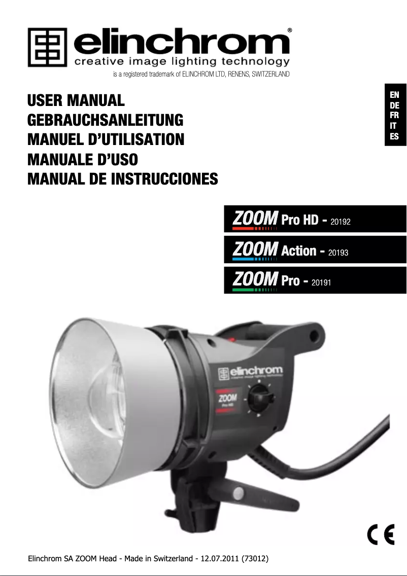 Page n°1 - Manuel utilisateur Elinchrom Zoom Pro HD