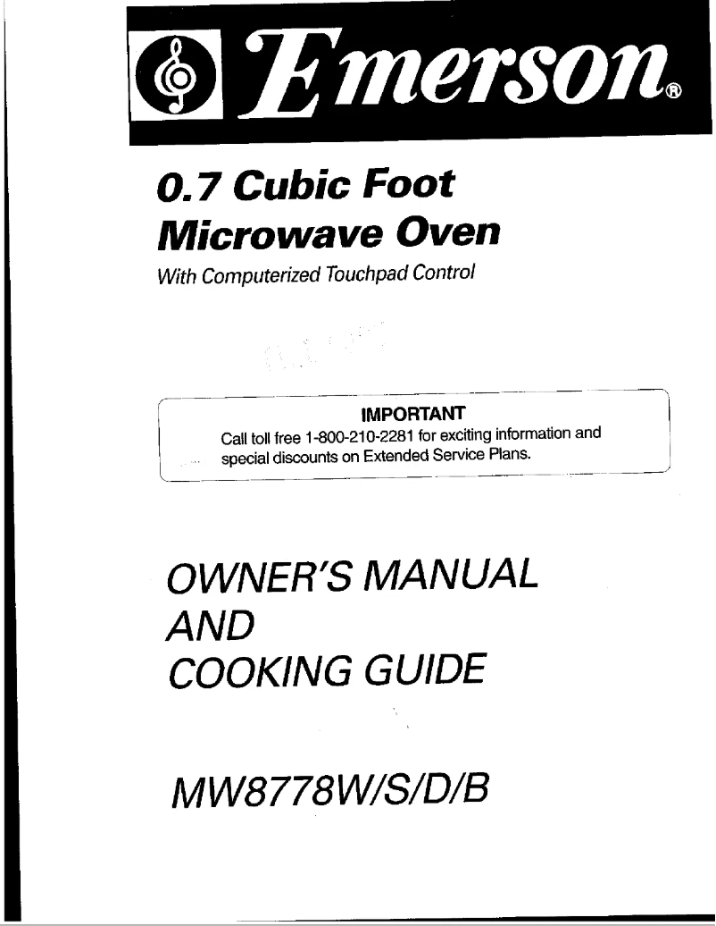 Page 1 de la notice Manuel utilisateur Emerson MW8778W