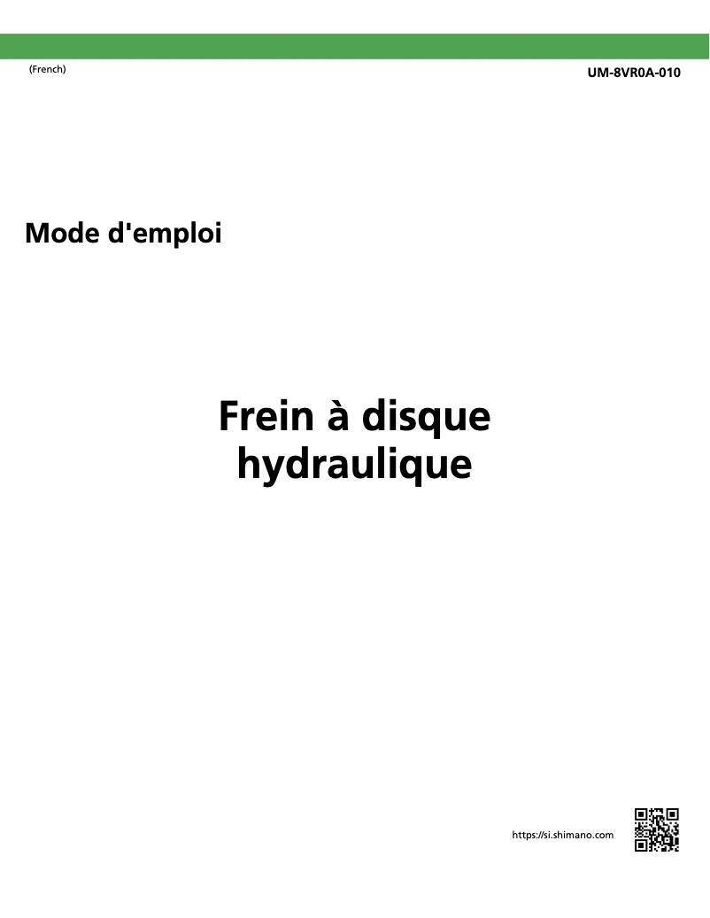 Page 1 de la notice Manuel utilisateur Shimano BR-RX400-F