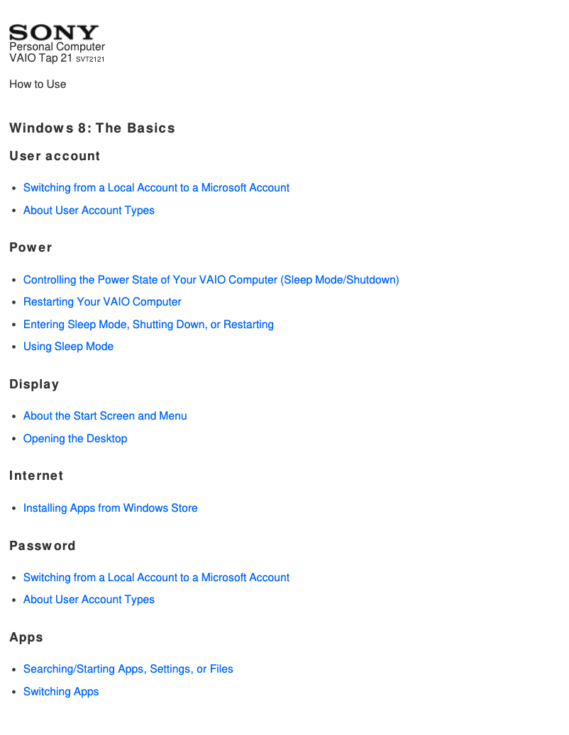 Página 1 del manual Manual de usuario Sony Vaio Tab 21 SVT21213CXB