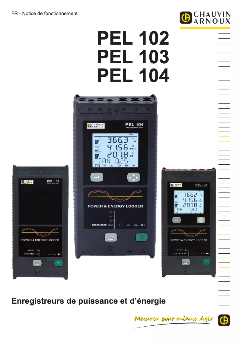 Page 1 de la notice Manuel utilisateur Chauvin Arnoux PEL104