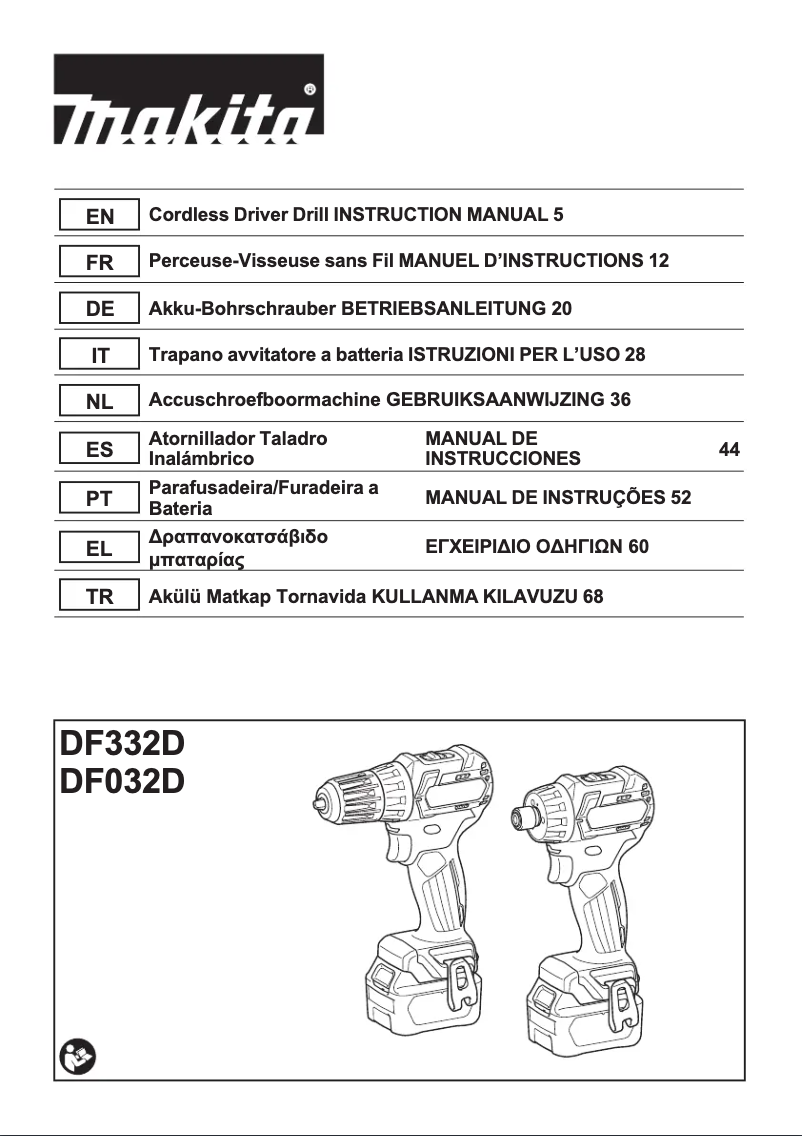 Page 1 de la notice Manuel utilisateur Makita DF332DZ