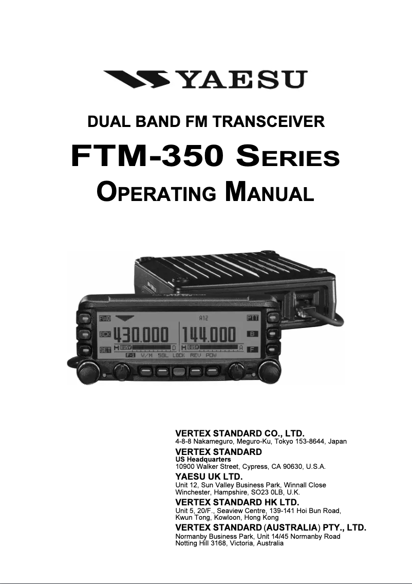 Imagen de la primera página del manual del dispositivo FTM-350