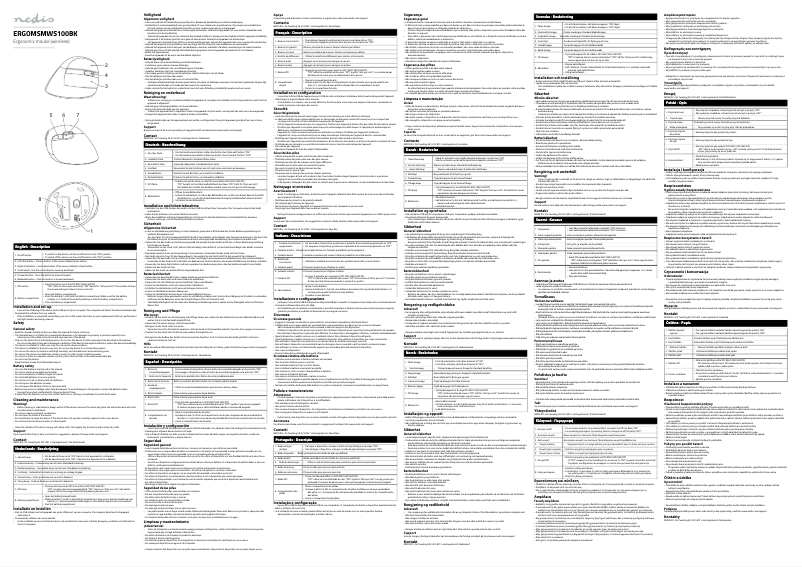 Page 1 de la notice Manuel utilisateur Nedis ERGOMSMWS100BK