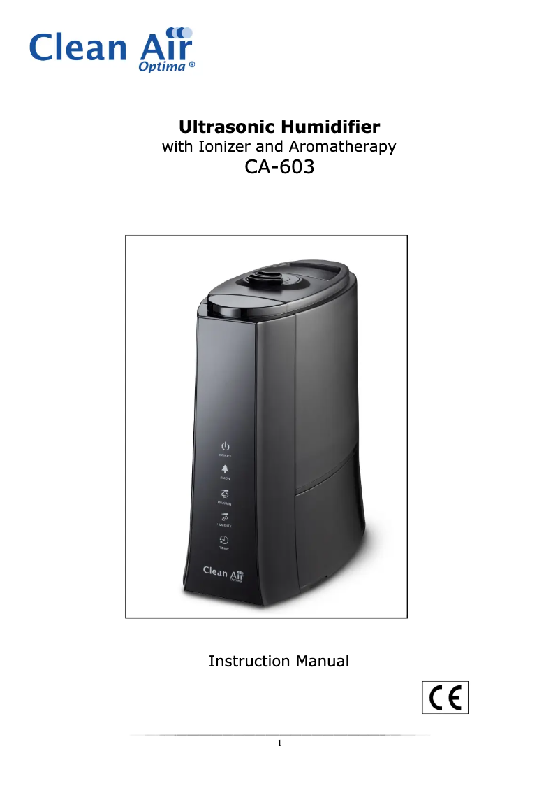 Page n°1 - Manuel utilisateur Clean Air Optima CA-603