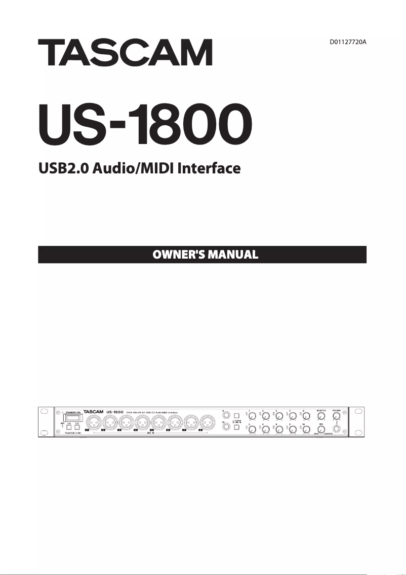 Page 1 de la notice Manuel utilisateur Tascam US-1800