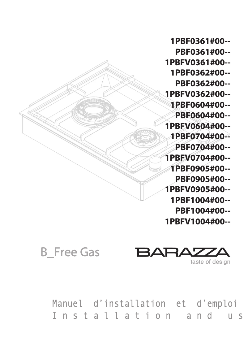 Page n°1 - Manuel utilisateur Barazza 1PBF2