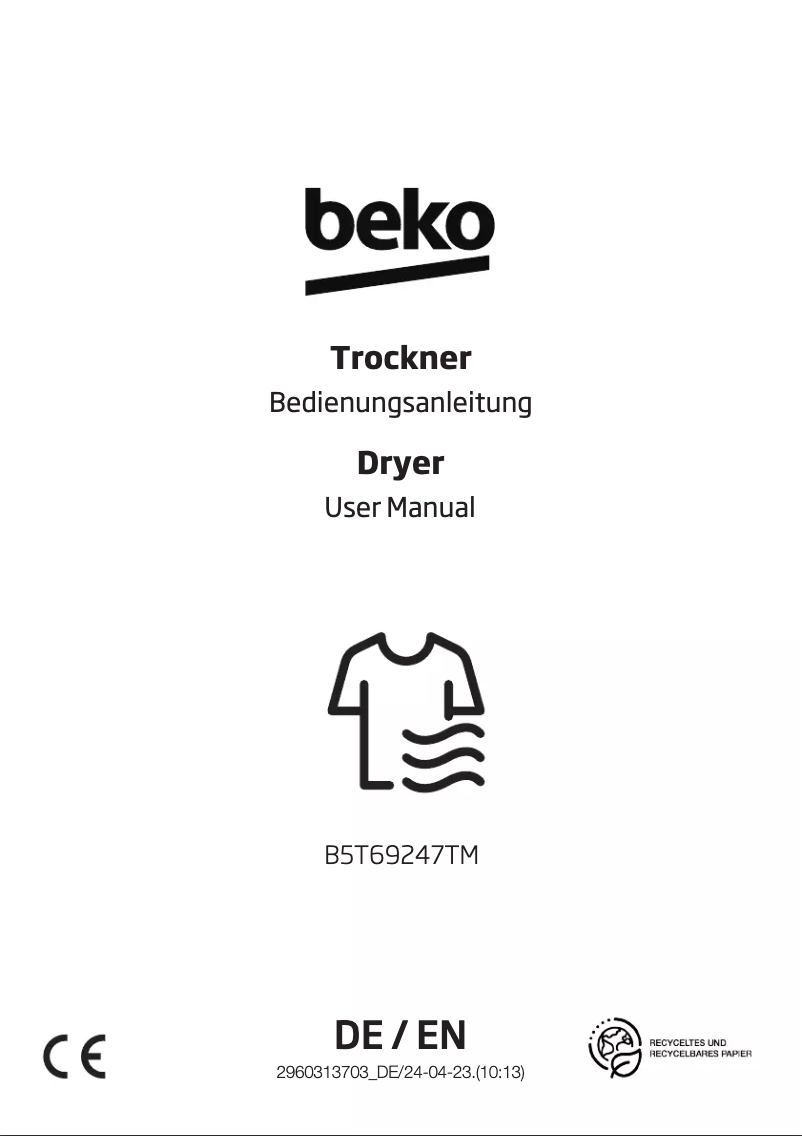 Page 1 de la notice Manuel utilisateur Beko B5T69247TM