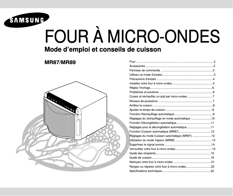 Page n°1 - Manuel utilisateur Samsung MR87