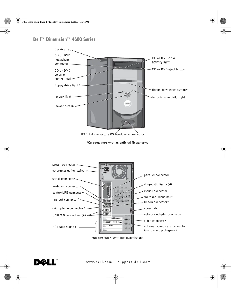 Page 1 de la notice Mode d'emploi Dell Dimension 4600