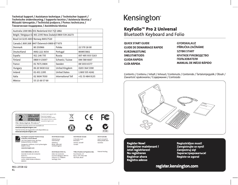 Image de la première page du manuel de l'appareil KeyFolio Pro 2 Universal