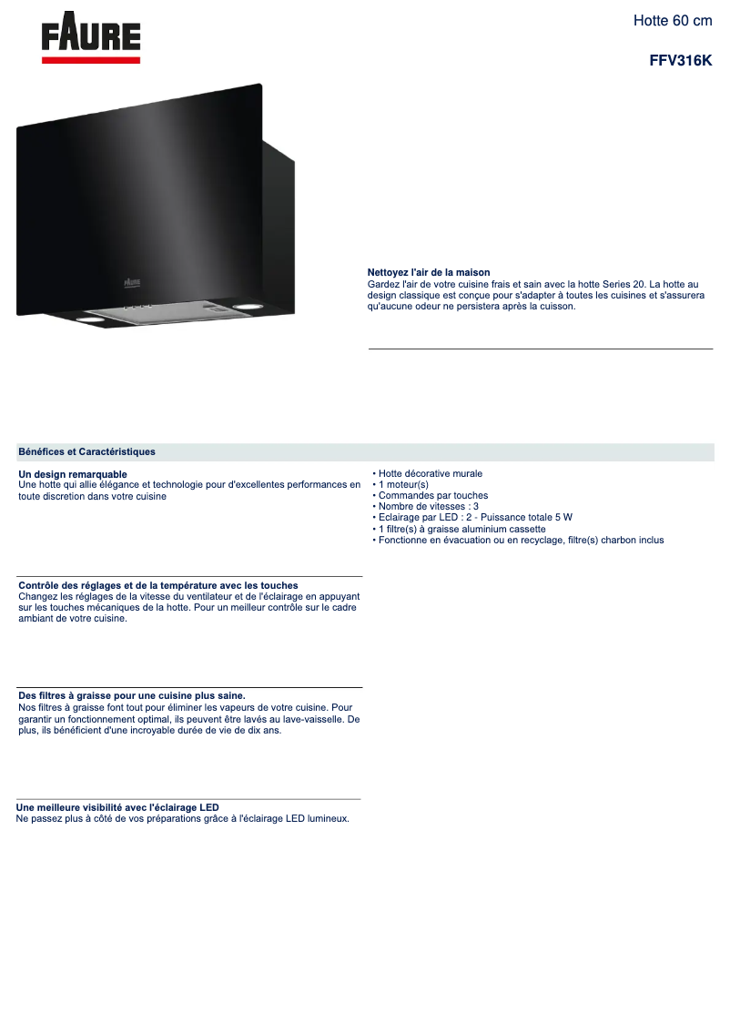 Image de la première page du manuel de l'appareil FFV316K