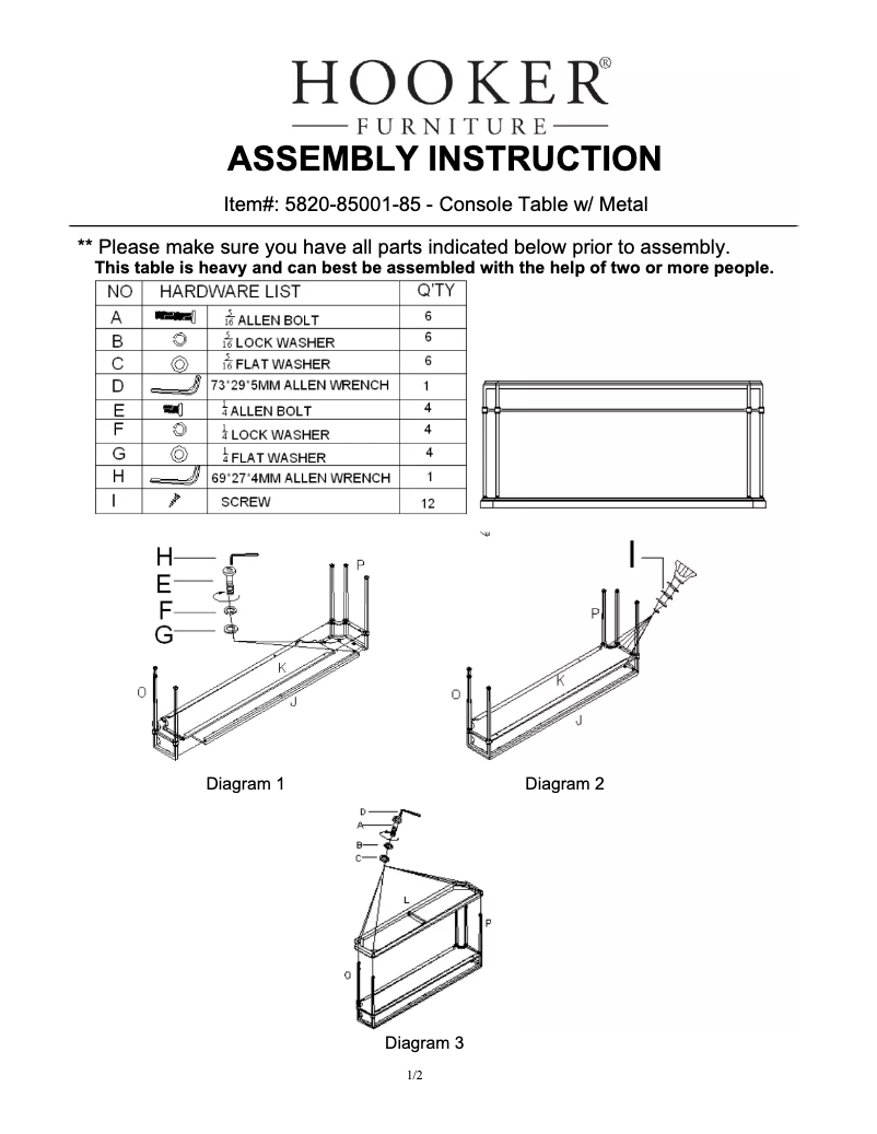 Page n°1 - Manuel utilisateur Hooker 5820-85001-85