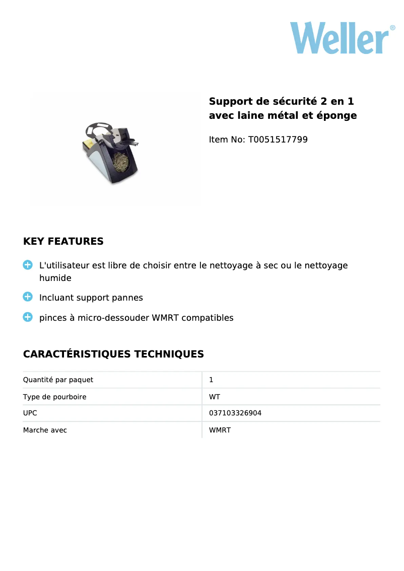 Page n°1 - Fiche technique Weller WSR 203