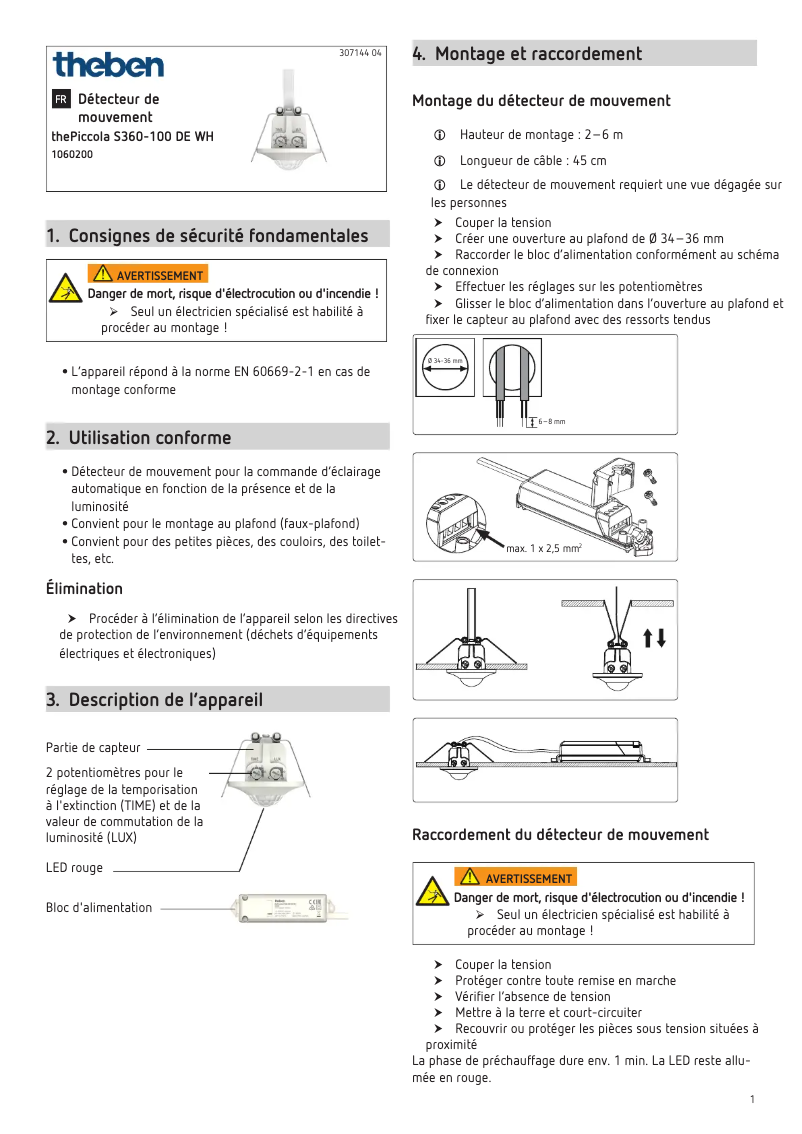 Page n°1 - Manuel utilisateur Theben thePiccola S360-100 DE