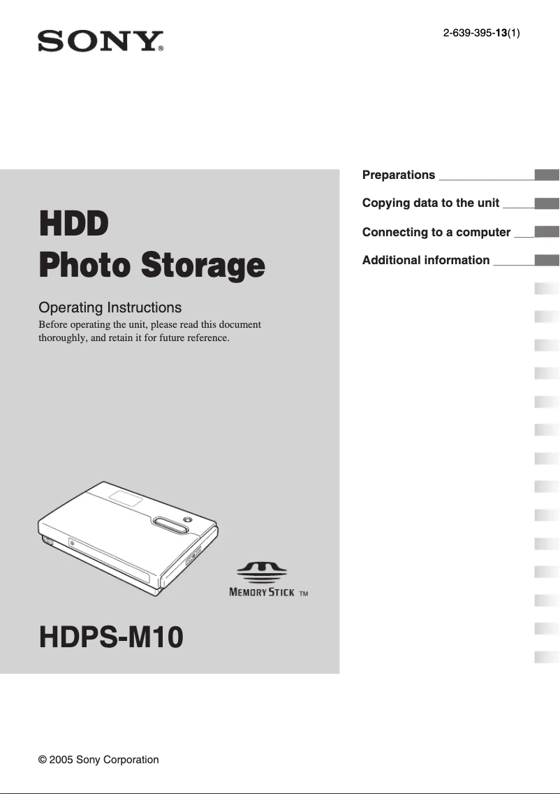 Imagen de la primera página del manual del dispositivo HDPS-M10