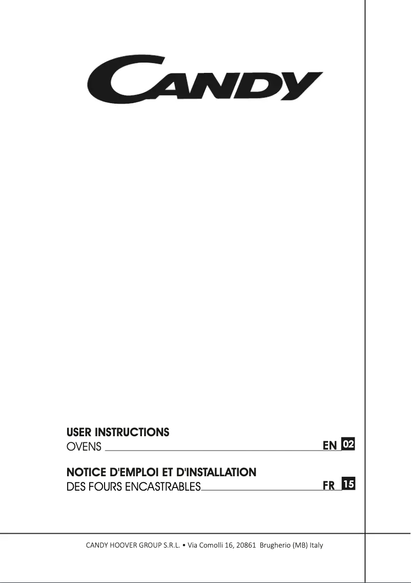 Page n°1 - Manuel utilisateur Candy FCD545N