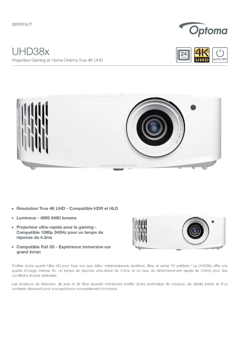 Image de la première page du manuel de l'appareil UHD38x