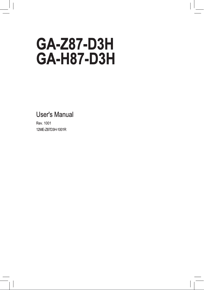 Image de la première page du manuel de l'appareil GA-H87-D3H