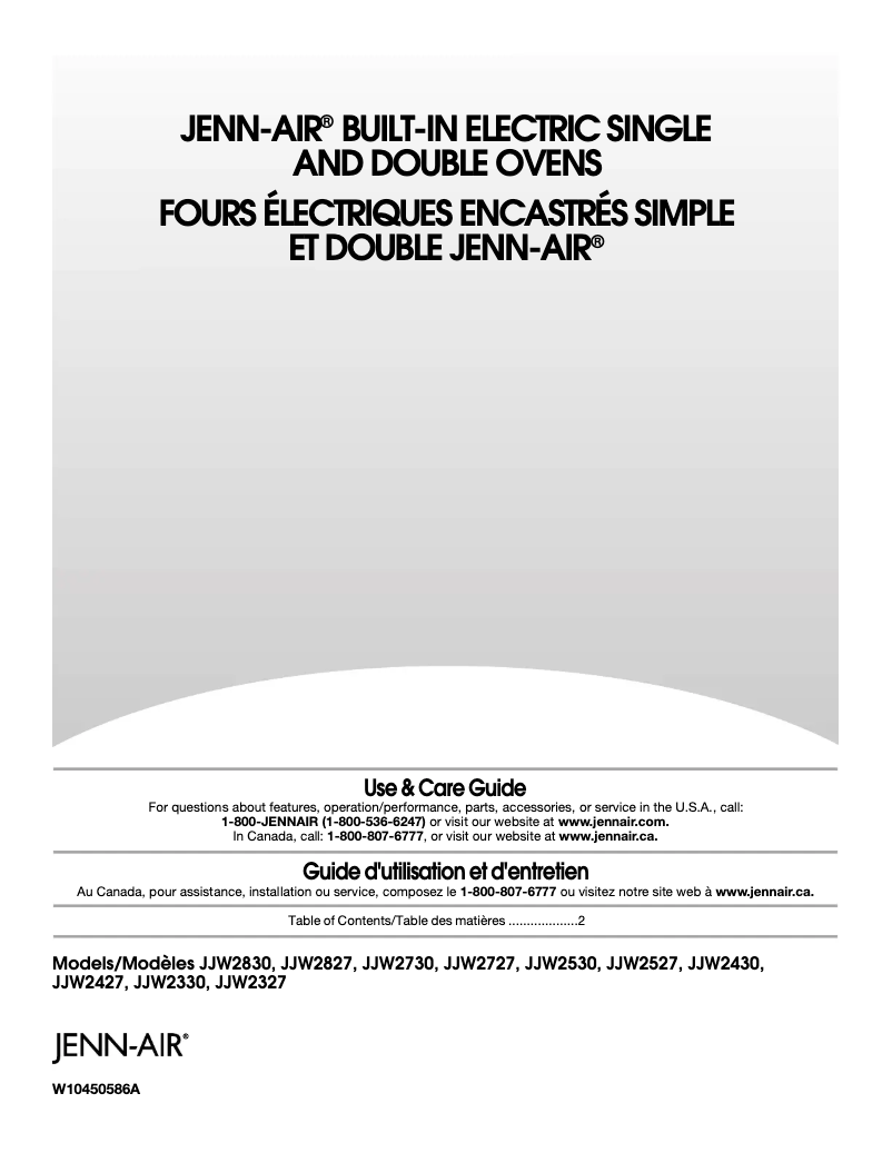 Image de la première page du manuel de l'appareil JJW2430WP