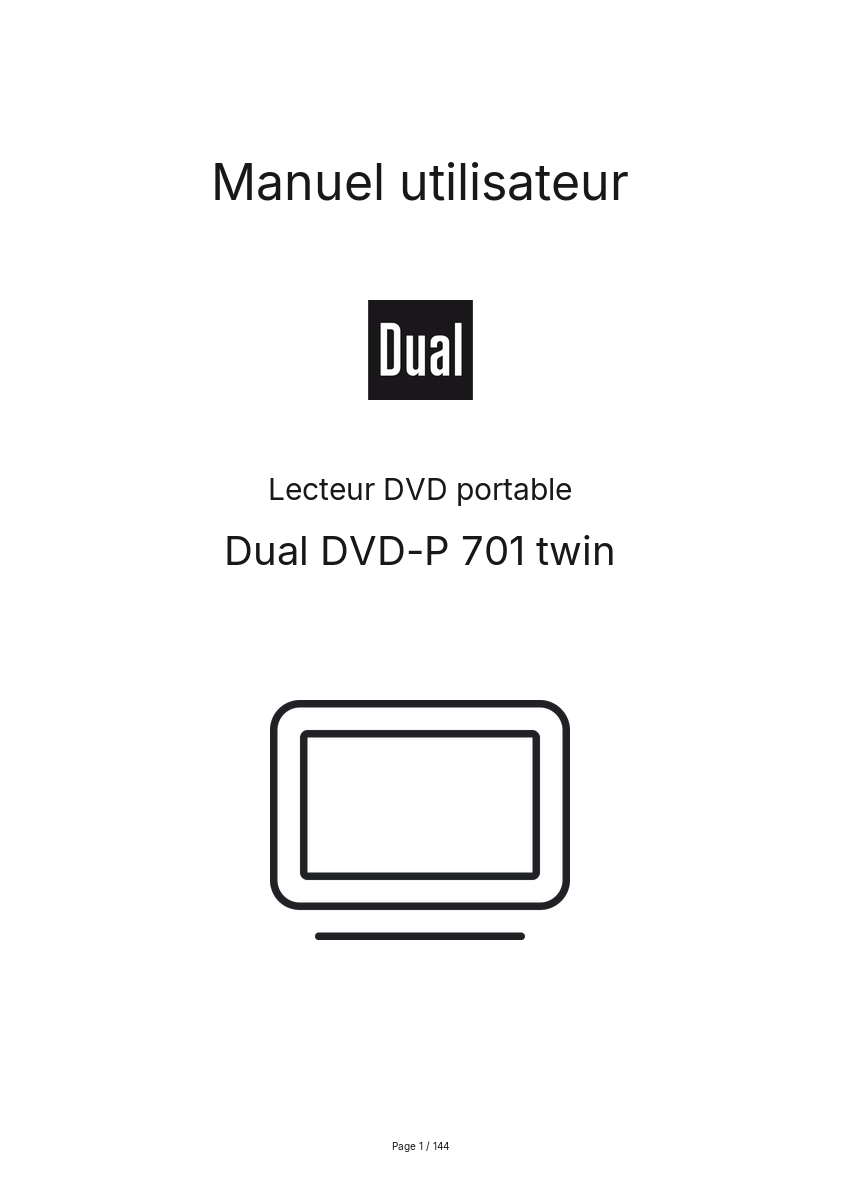 Page n°1 - Manuel utilisateur Dual DVD-P 701 twin