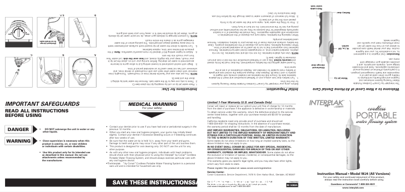 Page 1 de la notice Manuel utilisateur Conair WJL