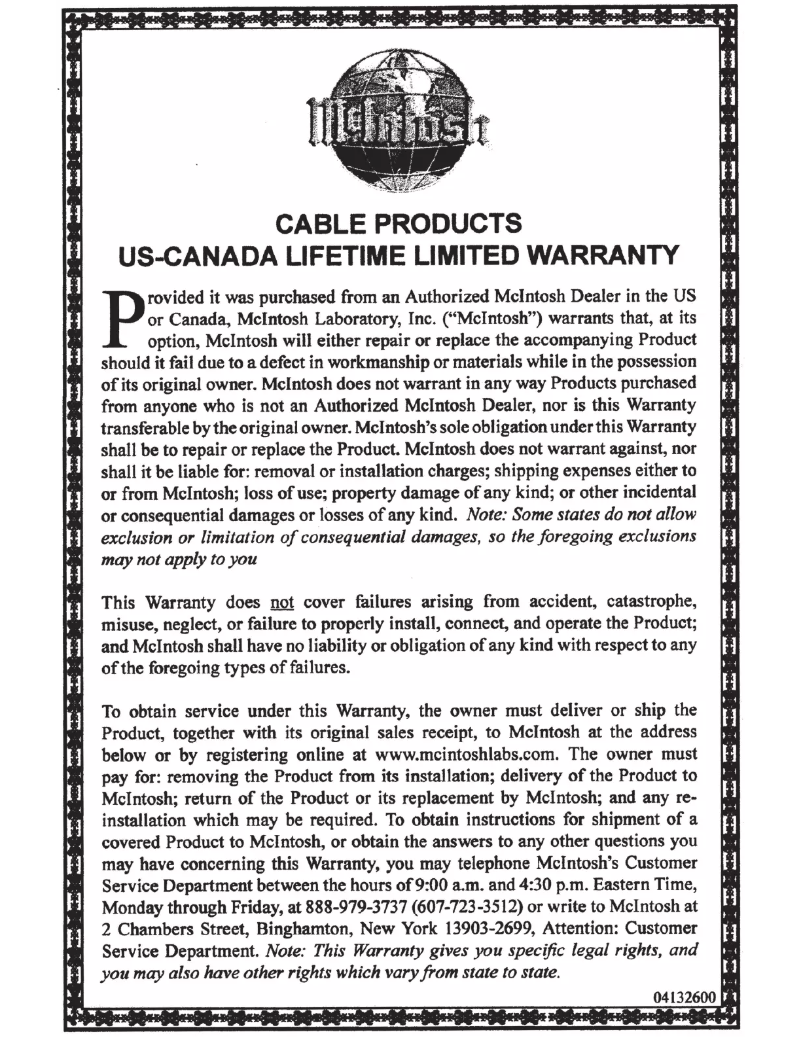 Page 1 de la notice Manuel utilisateur McIntosh CDA1M