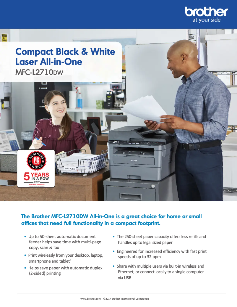 Page 1 de la notice Fiche technique Brother MFC-L2710DW