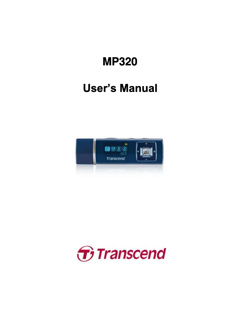 Page 1 de la notice Manuel utilisateur Transcend MP320