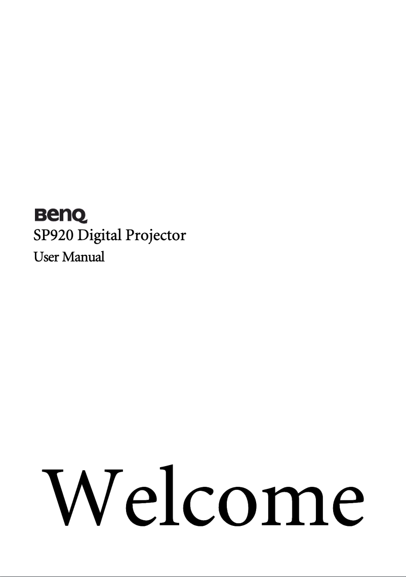 Page 1 de la notice Manuel utilisateur BenQ SP920