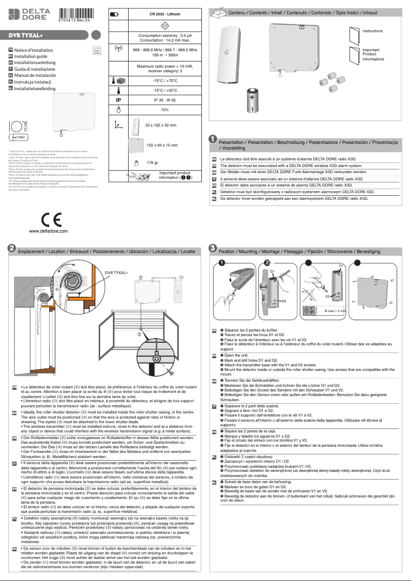 Page 1 de la notice Manuel utilisateur Delta Dore Tyxal+ DVR