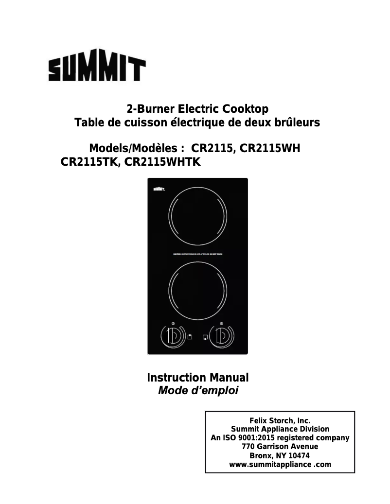 Image de la première page du manuel de l'appareil CR2115WH