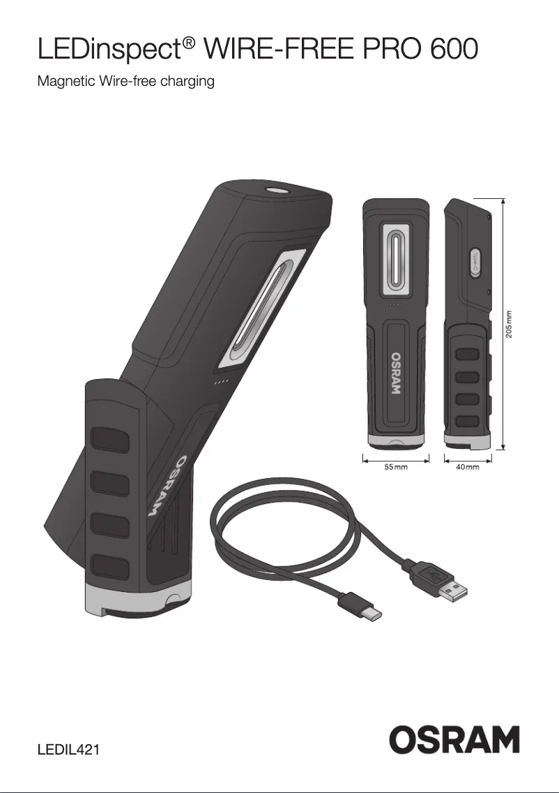 Page 1 de la notice Instructions / montage Osram LEDinspect WIRE-FREE PRO 600