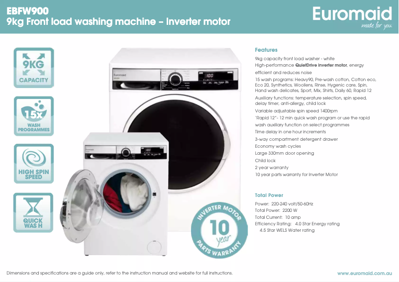 Image de la première page du manuel de l'appareil EBFW900