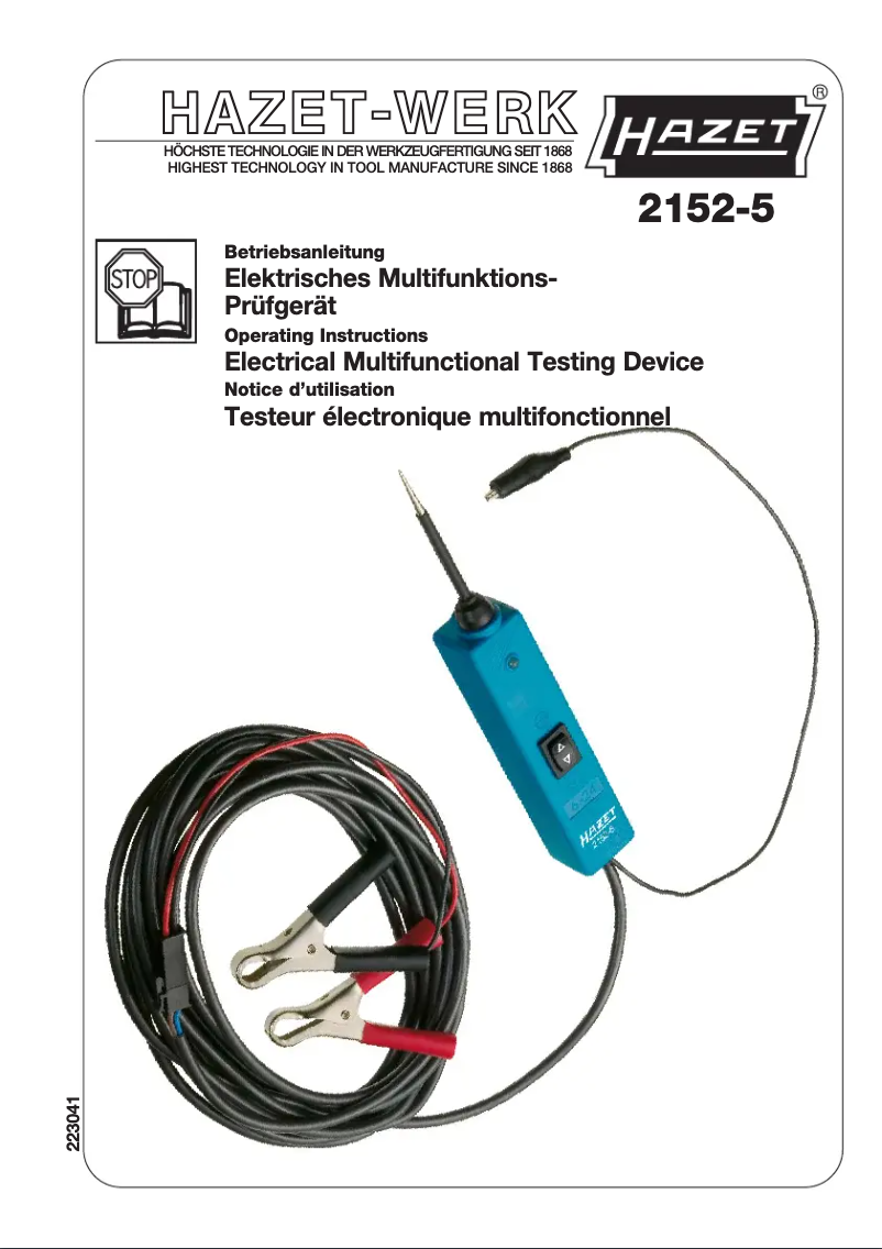 Image de la première page du manuel de l'appareil 2152-5