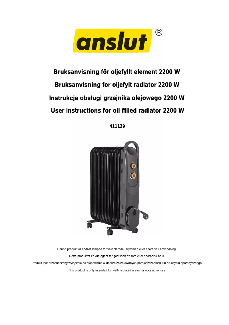 Page 1 de la notice Manuel utilisateur Anslut 411-129